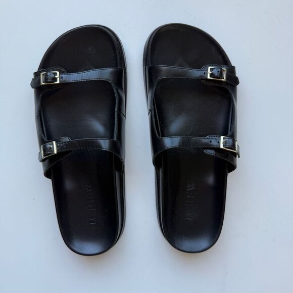 EUC J.Crew Colbie Buckle Leather Sandals, Black, Women’s 8 - Picture 2 of 7